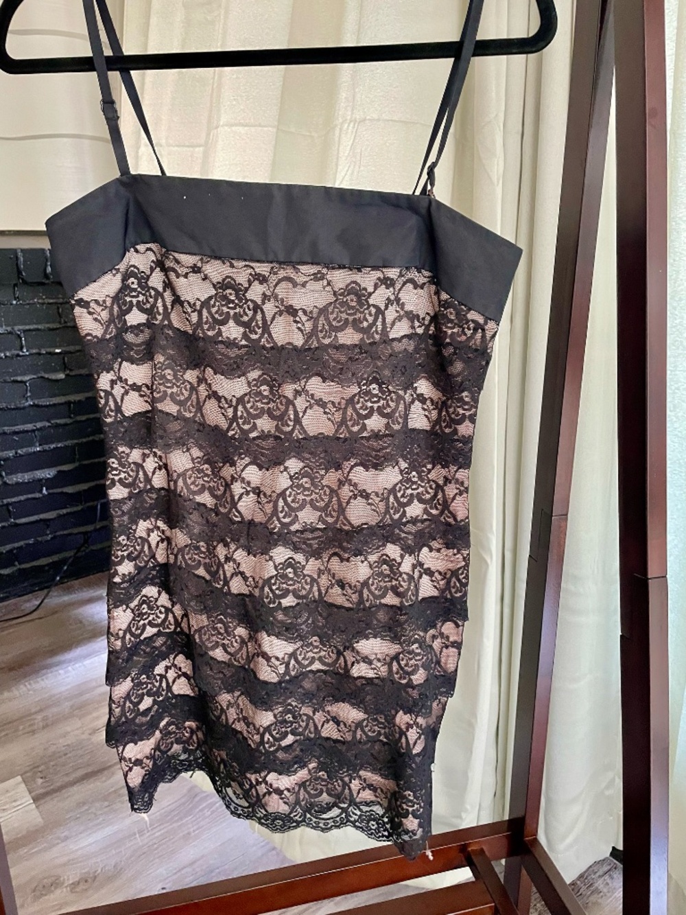 MNG Suit Mango Black Lace Mini Dress | Nude Lining Evening dress |S